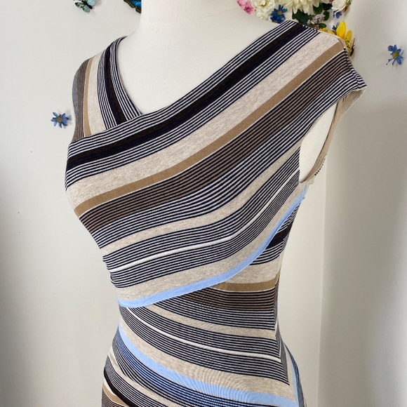ANTHROPOLOGIE Body Con Bandage Striped Stretch Dress Size XS/Small - Picture 6 of 9